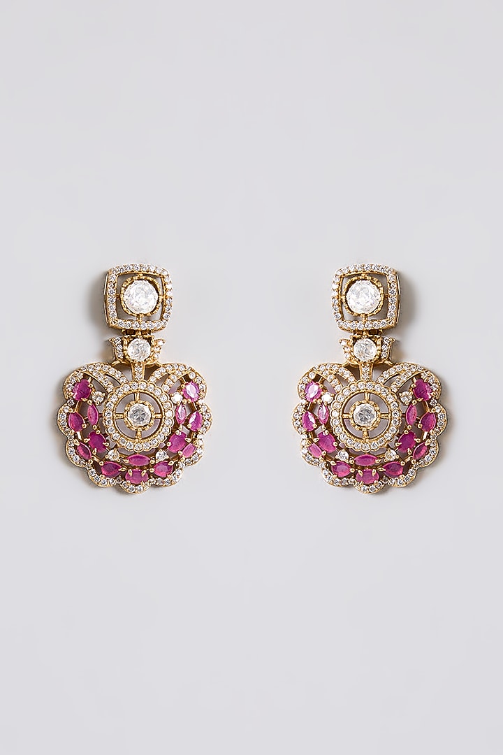 Gold Finish Pink Stone & Kundan Polki Choker Necklace Set by Aura Trends at Pernia's Pop Up Shop