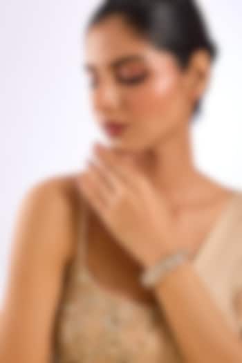 Gold Finish Floral Motif & Kundan Polki Bracelet by Auraa Trends at Pernia's Pop Up Shop