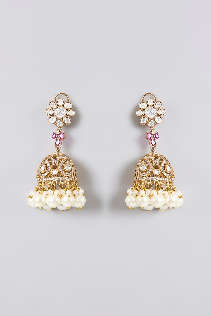 Gold Finish Kundan Polki & Deep Ruby Stone Choker Necklace Set by Aura Trends at Pernia's Pop Up Shop