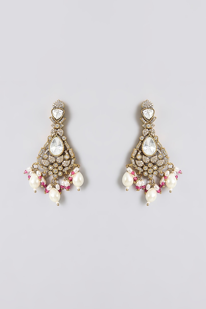 Gold Finish Kundan Polki & Soft Pink Beaded Layered Choker Necklace Set by Aura Trends at Pernia's Pop Up Shop
