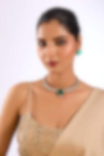 Gold Finish Kundan Polki & Emerald Stone Choker Necklace Set by Auraa Trends at Pernia's Pop Up Shop