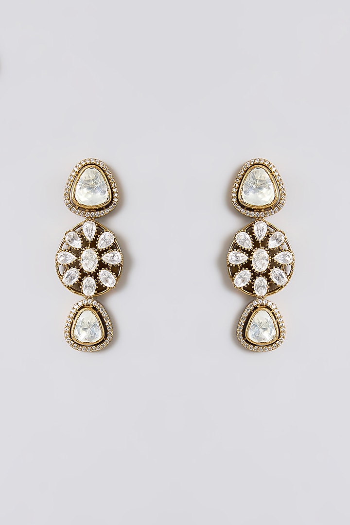 Gold Finish Floral Motif & Kundan Stone Choker Necklace Set by Aura Trends at Pernia's Pop Up Shop