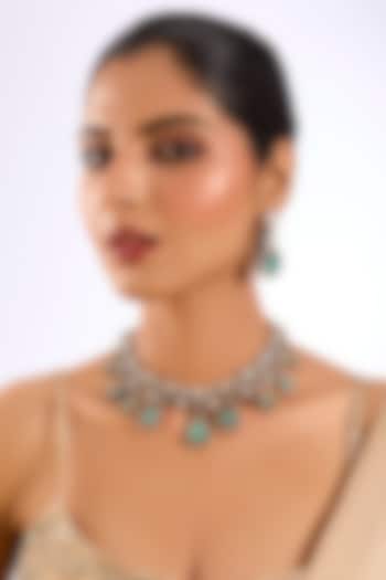 Gold Finish Kundan Polki & Mint Drop Choker Necklace Set by Auraa Trends at Pernia's Pop Up Shop