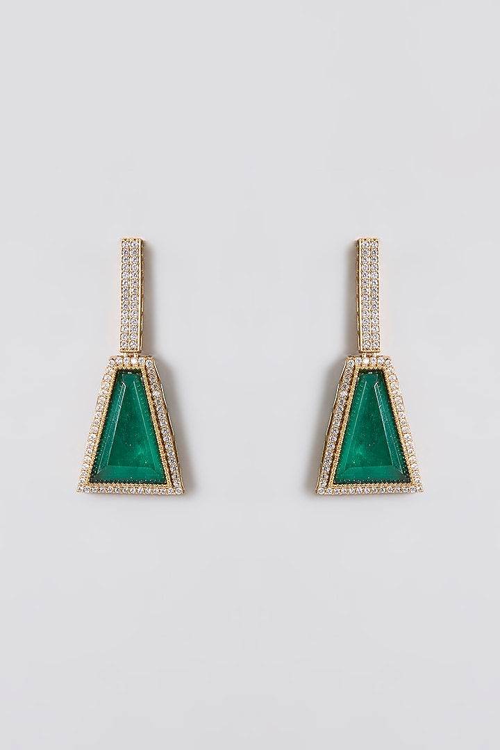 Gold Finish Pearl & Emerald Drop Choker Pendant Necklace Set by Aura Trends at Pernia's Pop Up Shop