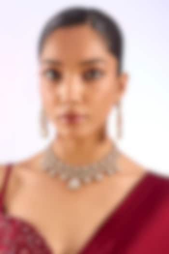 Gold Finish Kundan Polki Choker Necklace Set by Auraa Trends at Pernia's Pop Up Shop