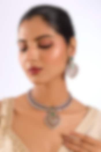 Gold Finish Kundan Polki & Ruby Stone Pendant Necklace Set by Auraa Trends at Pernia's Pop Up Shop