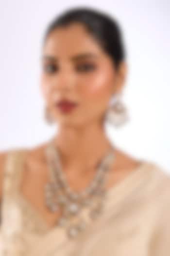 Gold Finish Kundan Stone Layered Necklace Set by Auraa Trends at Pernia's Pop Up Shop