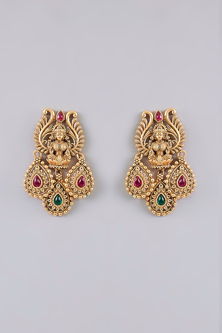 Gold Finish Kundan Polki & Red Stone Necklace Set by Aura Trends at Pernia's Pop Up Shop