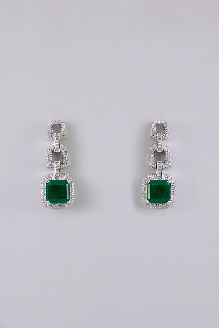 White Finish Green Stone Necklace Set by Aura Trends at Pernia's Pop Up Shop