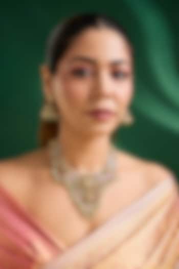 Gold Finish Multi-Colored Stone Necklace Set by Auraa Trends at Pernia's Pop Up Shop