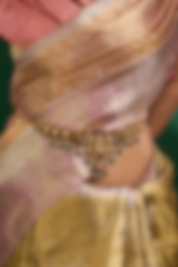 Gold Finish Green Beaded Kamarbandh by Auraa Trends at Pernia's Pop Up Shop