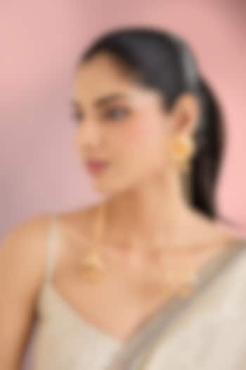 Gold Finish Kundan Polki Long Chain Jhumka Earrings by Auraa Trends at Pernia's Pop Up Shop