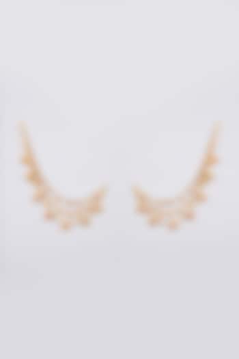 Gold Finish Kundan Polki Kaan Chain Earrings by Auraa Trends at Pernia's Pop Up Shop
