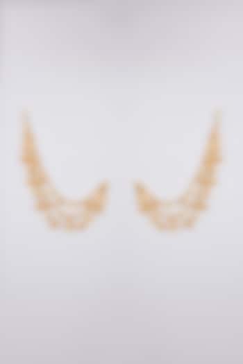 Gold Finish Kundan Polki Kaan Chain Earrings by Auraa Trends at Pernia's Pop Up Shop