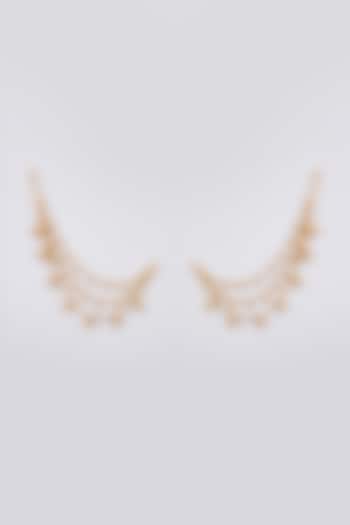 Gold Finish Kundan Polki Kaan Chain Earrings by Auraa Trends at Pernia's Pop Up Shop