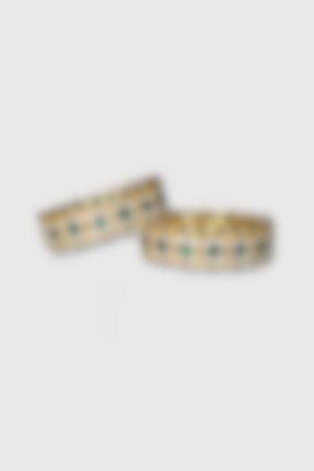 Gold Plated Pearl Bangles (Set of 2) by Auraa Trends