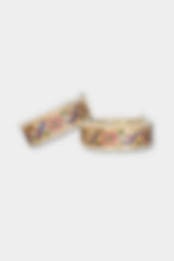 Gold Plated Bangles With Pearls (Set of 2) by Auraa Trends