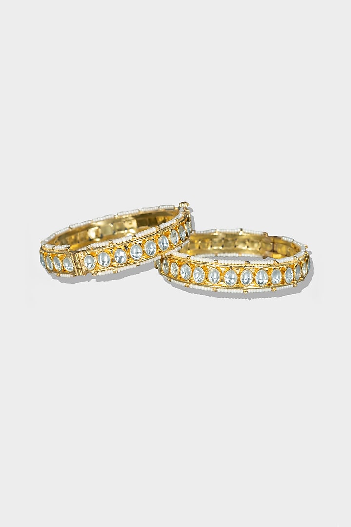 Gold Plated Alloy Bangle (Set of 2) by Aura Trends at Pernia's Pop Up Shop