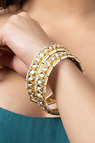 Gold Plated Alloy Bangle (Set of 2) by Aura Trends