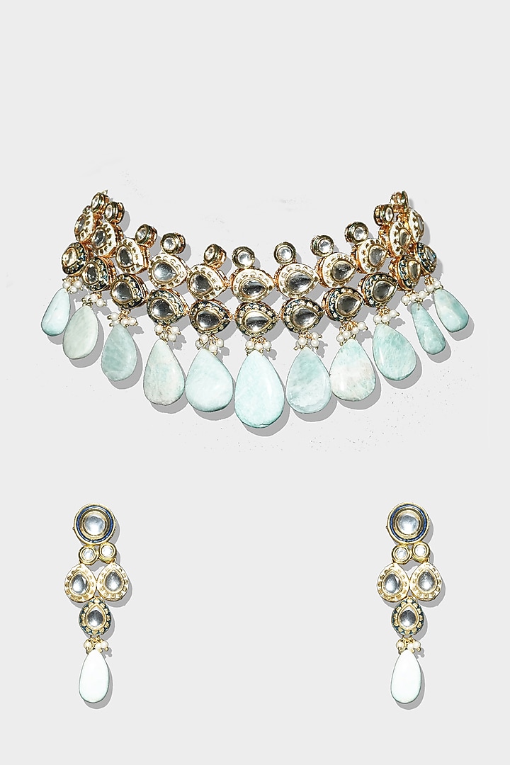 Gold Plated Pearl Necklace Set by Aura Trends at Pernia's Pop Up Shop