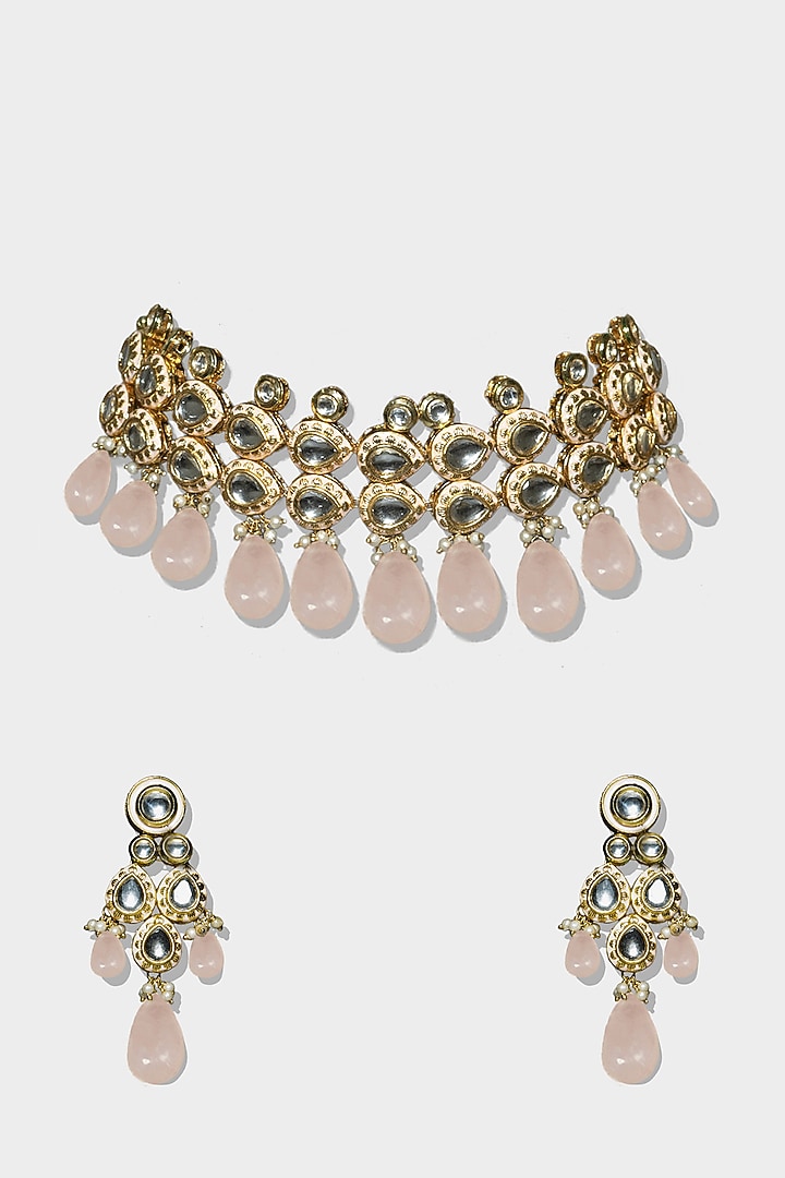 Gold Plated Necklace Set With Pearls by Aura Trends at Pernia's Pop Up Shop