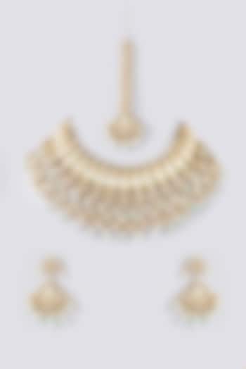 Gold Plated Kundan Polki Handcrafted Necklace Set by Auraa Trends at Pernia's Pop Up Shop