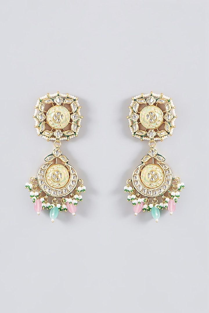 Gold Plated Kundan Polki & Pink Stones Handcrafted Necklace Set by Aura Trends at Pernia's Pop Up Shop