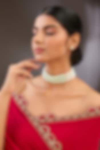 Gold Finish Pearl Beaded Necklace Set by Auraa Trends at Pernia's Pop Up Shop