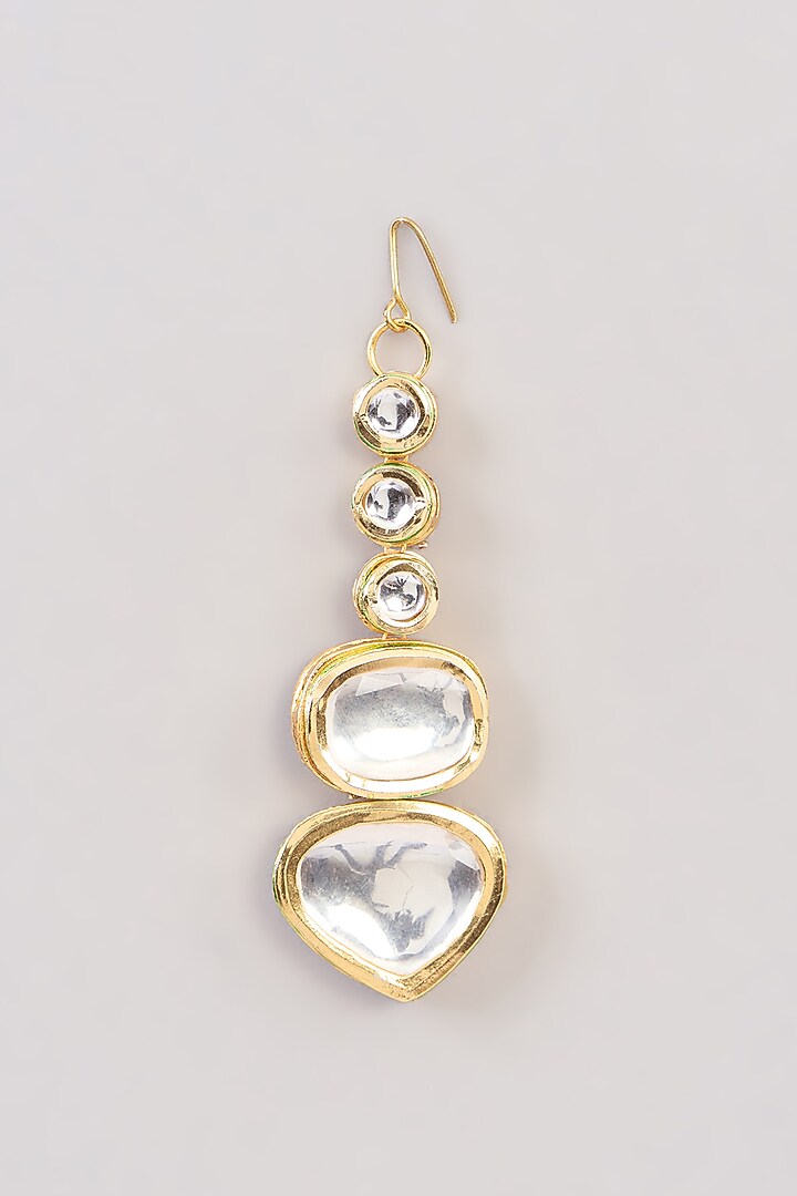 Gold Finish Kundan Polki Long Necklace Set by Aura Trends at Pernia's Pop Up Shop