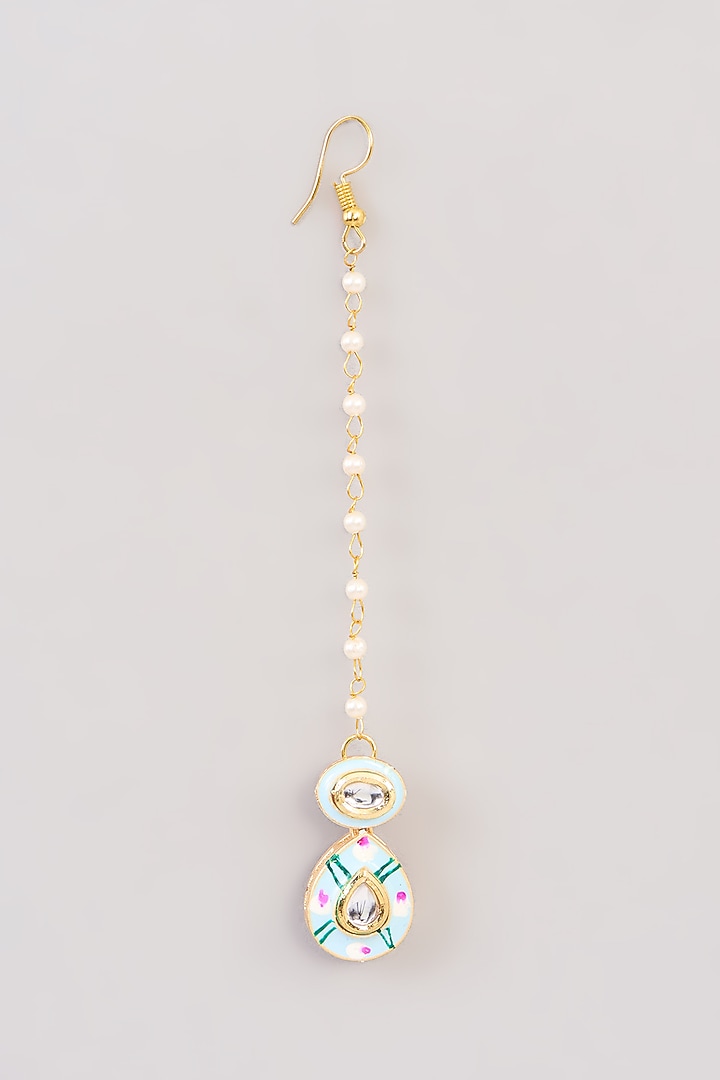 Gold Finish Kundan Polki & Beaded Necklace Set by Aura Trends at Pernia's Pop Up Shop