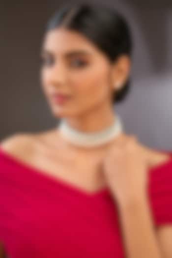 Gold Finish Beaded Pearl Layered Necklace Set by Auraa Trends at Pernia's Pop Up Shop