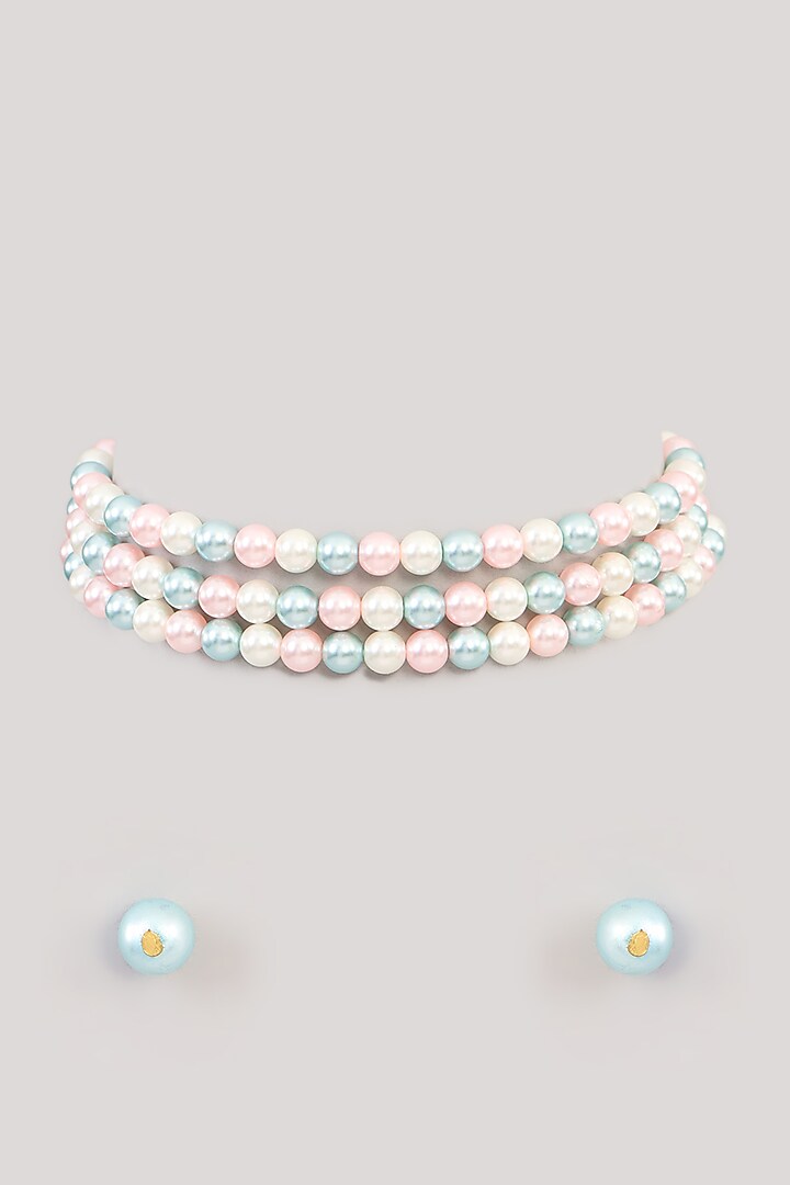 Gold Finish Pearl Necklace Set by Aura Trends at Pernia's Pop Up Shop