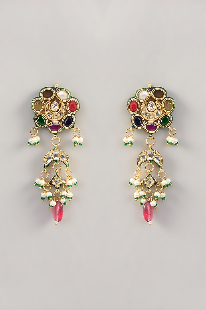Gold Finish Kundan Polki & Beaded Choker Necklace Set by Aura Trends at Pernia's Pop Up Shop