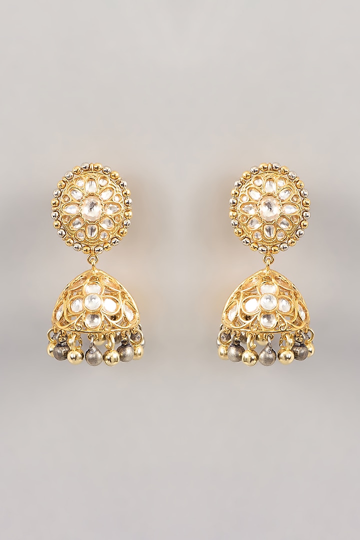 Gold Finish Kundan Polki Necklace Set by Aura Trends at Pernia's Pop Up Shop