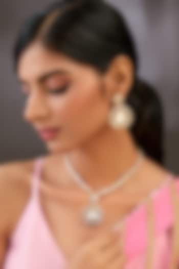 Gold Finish Zircon Long Necklace Set by Auraa Trends at Pernia's Pop Up Shop