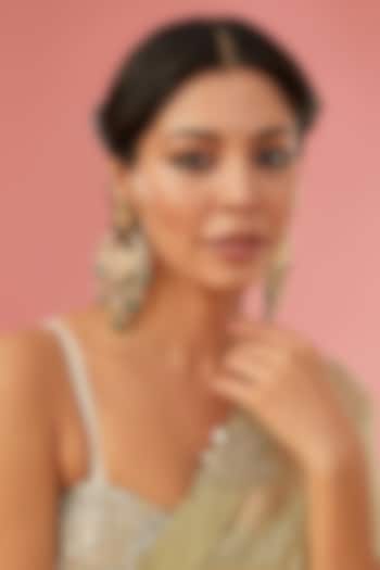 Gold Finish Kundan Polki Chandbaali Earrings by Auraa Trends at Pernia's Pop Up Shop