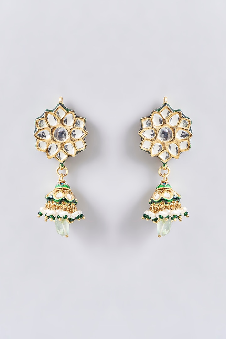 Gold Finish Kundan Polki & Beaded Choker Necklace Set by Aura Trends at Pernia's Pop Up Shop