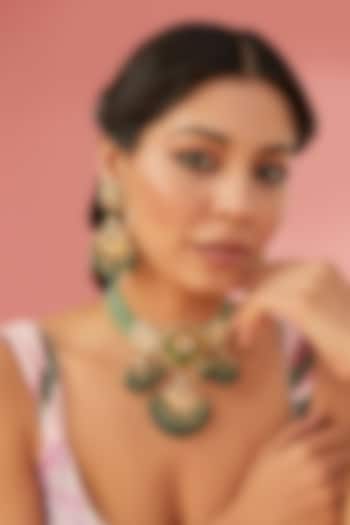 Gold Finish Kundan Polki Necklace Set by Auraa Trends at Pernia's Pop Up Shop