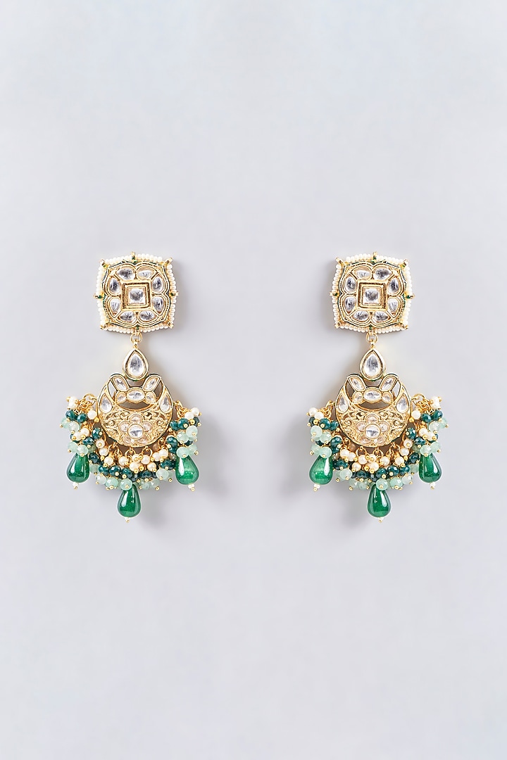 Gold Finish Kundan Polki Necklace Set by Aura Trends at Pernia's Pop Up Shop