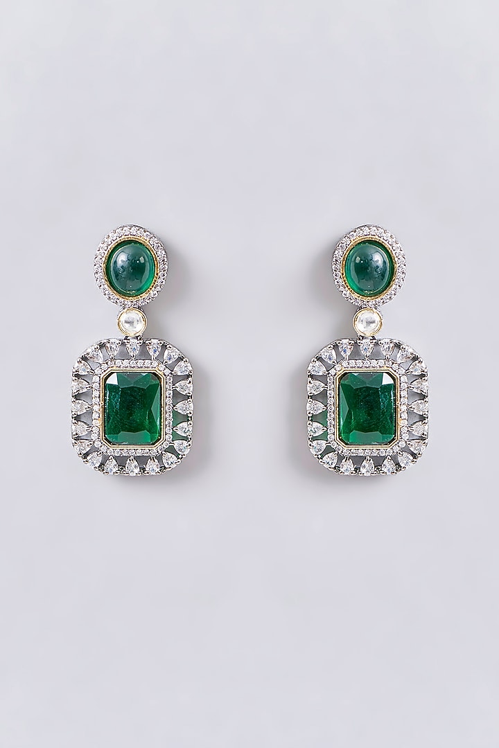 White Finish Green American Diamond Necklace Set by Aura Trends at Pernia's Pop Up Shop