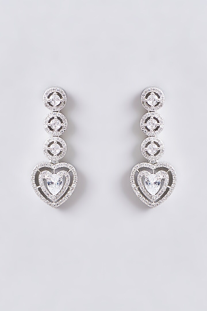 White Rhodium Finish American Diamond Necklace Set by Aura Trends at Pernia's Pop Up Shop