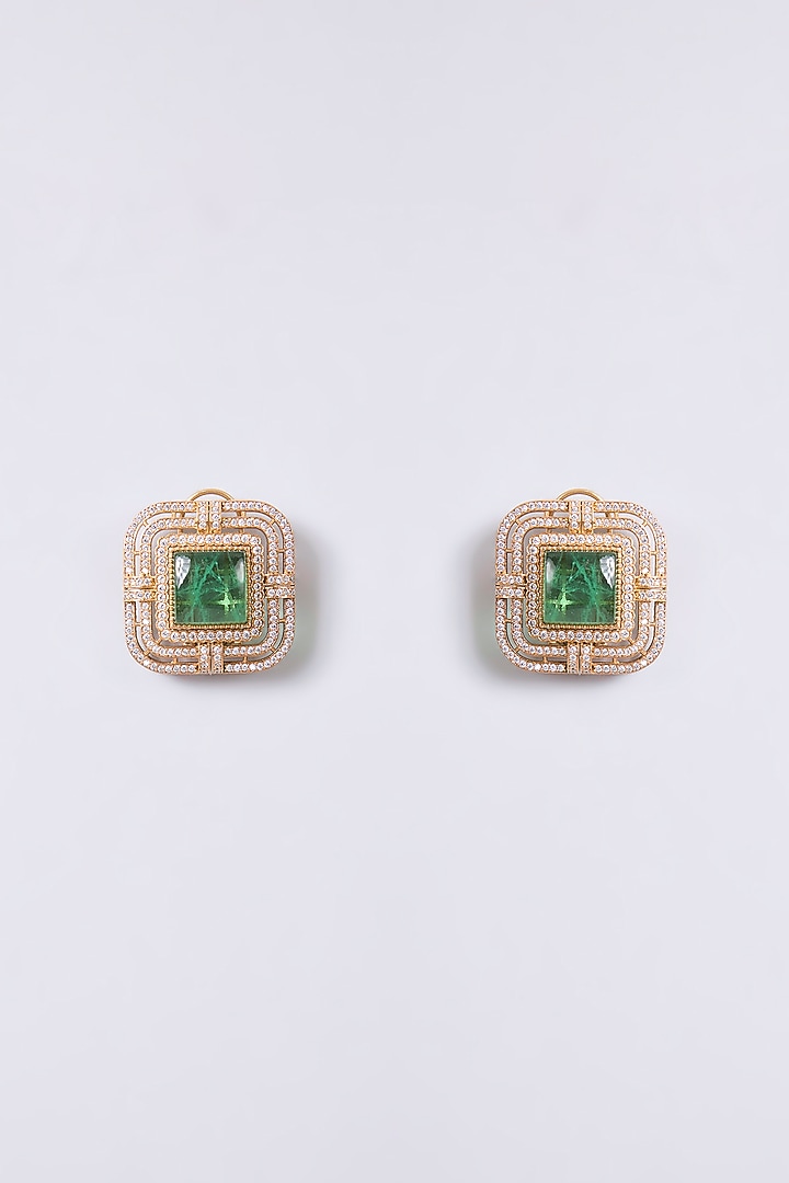 Gold Finish Zircon & Ruby Stone Necklace Set by Aura Trends at Pernia's Pop Up Shop