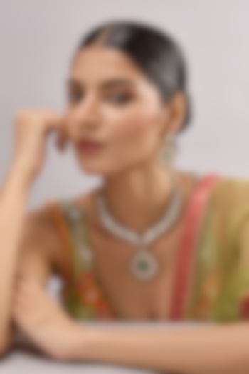 Gold Finish Kundan Polki & Green Onyx Necklace Set by Auraa Trends at Pernia's Pop Up Shop