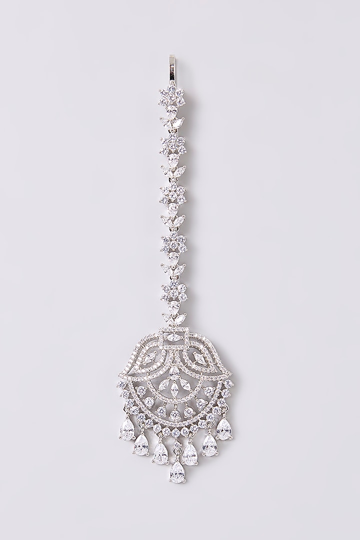 White Finish Zircon Maangtikka by Aura Trends at Pernia's Pop Up Shop