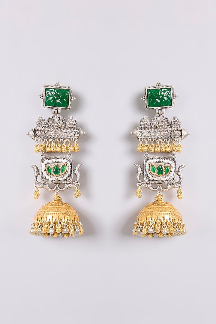 Two-Tone Finish Multi-Colored Stone Dangler Earrings by Aura Trends at Pernia's Pop Up Shop
