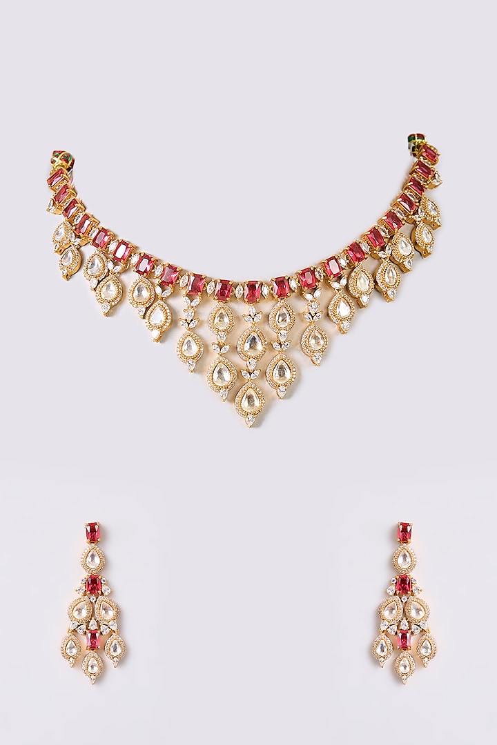 Gold Finish Zircon Necklace Set by Aura Trends at Pernia's Pop Up Shop