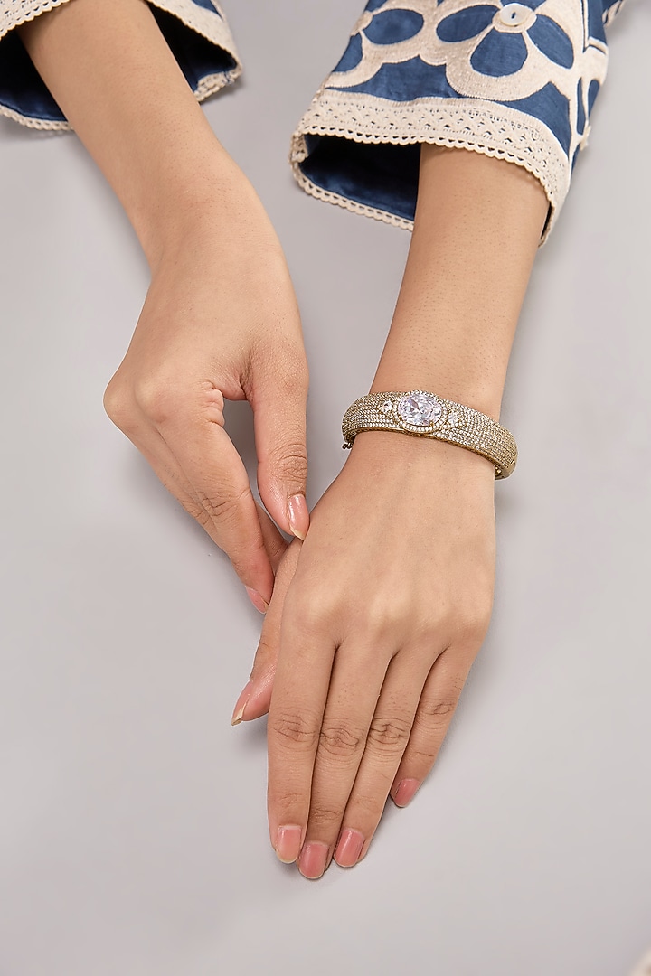 White Finish Zircon Bracelet by Auraa Trends at Pernia's Pop Up Shop