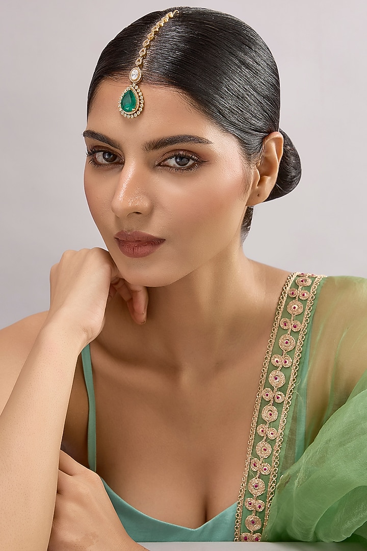 White Finish Zircon Maangtikka by Auraa Trends at Pernia's Pop Up Shop