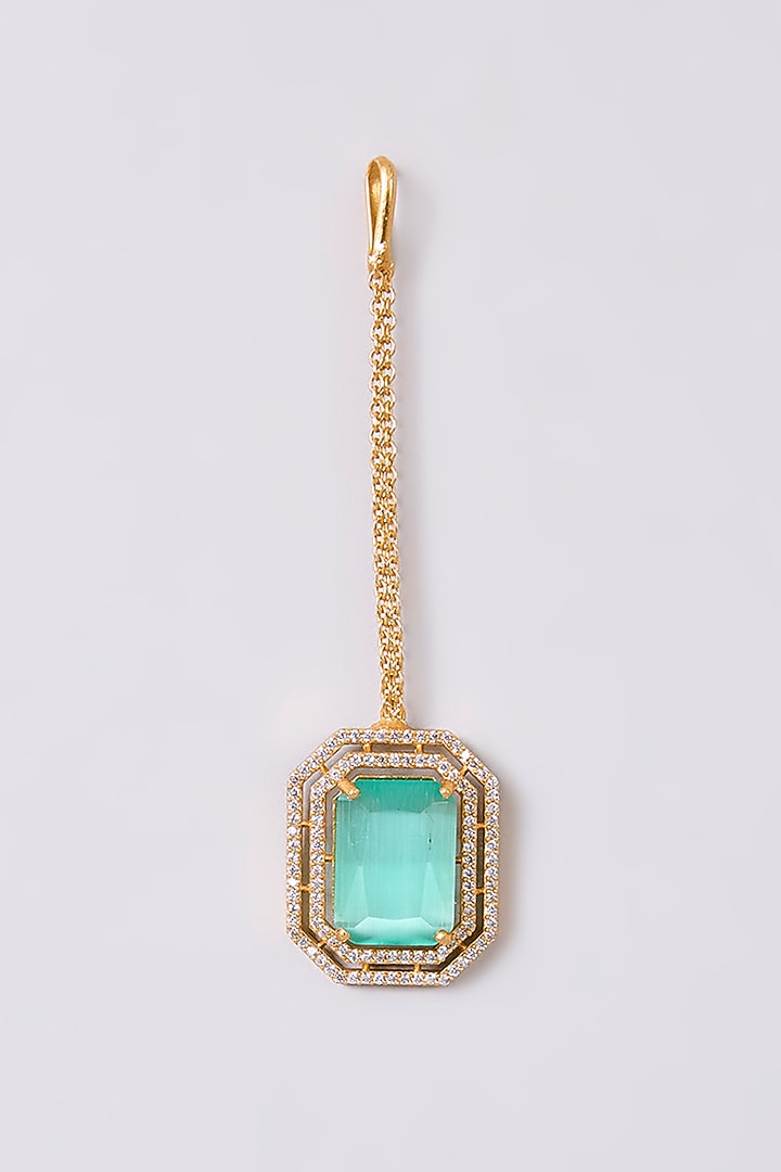 Gold Finish Kundan Polki & Red Stone Maangtikka by Aura Trends at Pernia's Pop Up Shop