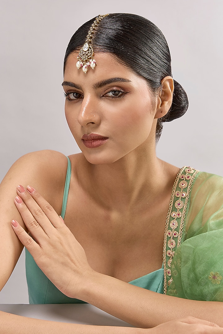 White Finish Zircon Maangtikka by Auraa Trends at Pernia's Pop Up Shop